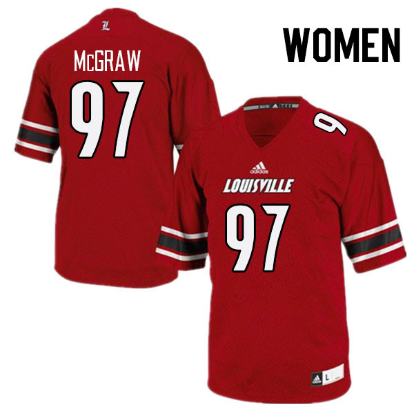 Women #97 Rodney McGraw Louisville Cardinals College Football Jerseys Stitched Sale-Red